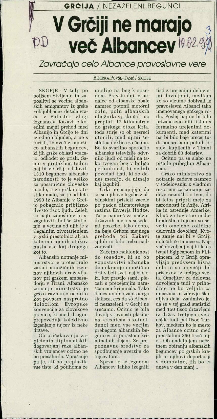 V Grčiji ne marajo več Albancev