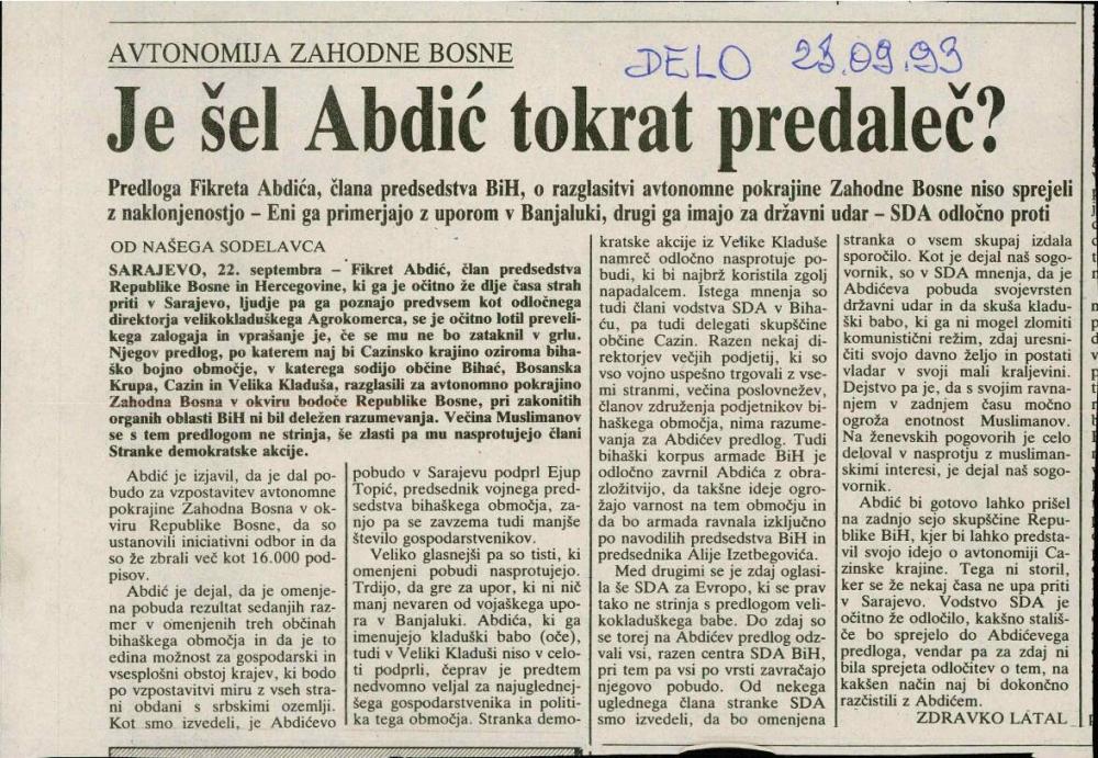 Je šel Abdić tokrat predaleč?