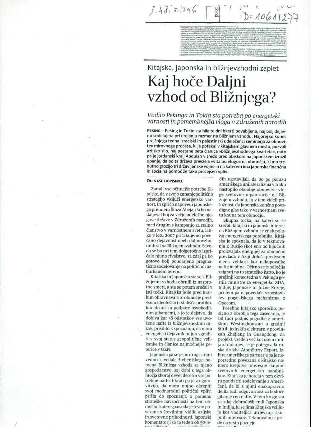 Kaj hoče Daljni vzhod od Bližnjega?