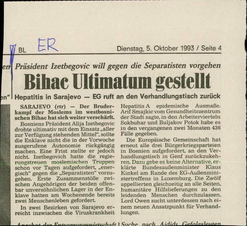 Bihac Ultimatum gestellt