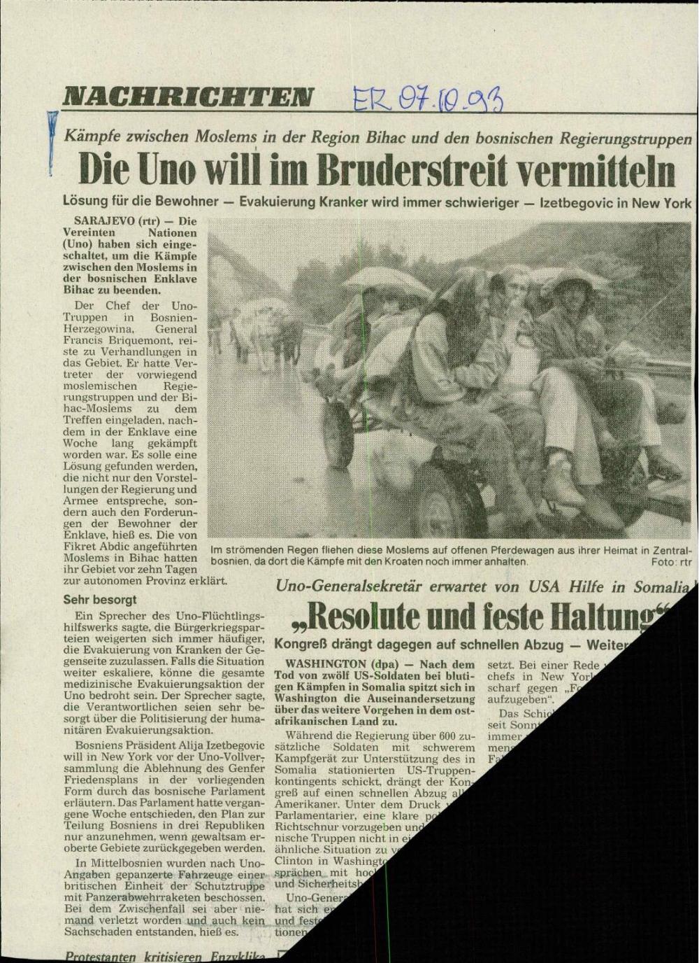 Die Uno will im Bruderstreit vermitteln