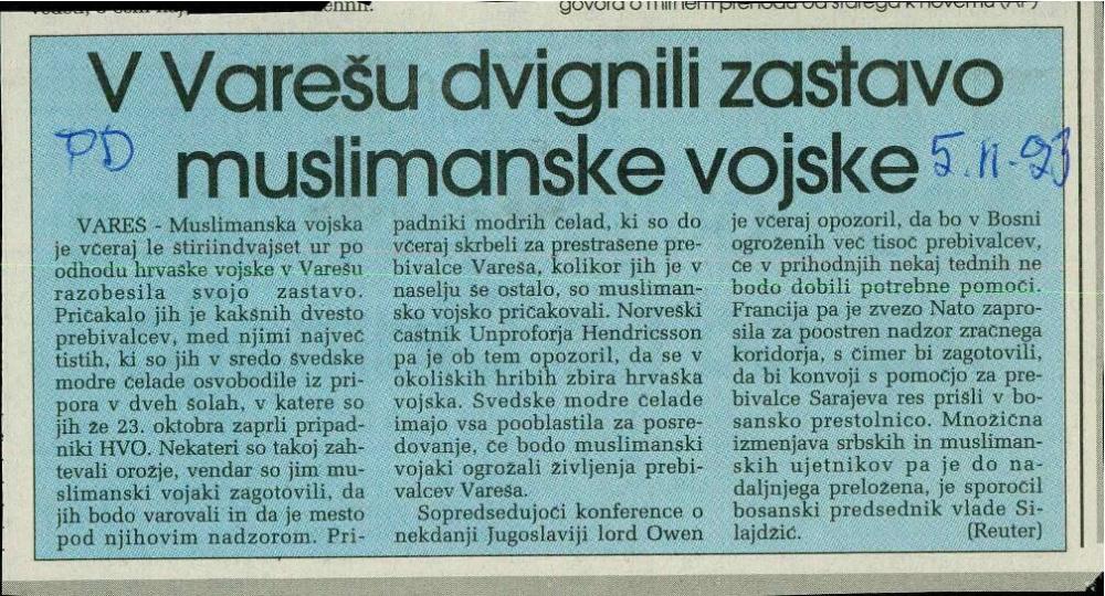 V Varešu dvignili zastavo muslimanske vojske