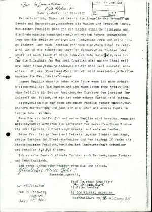 Dopis muslimanske družine na Hrvaškem s ...  - nosilna