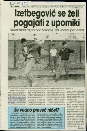 Izetbegović se želi pogajati z uporniki  - nosilna