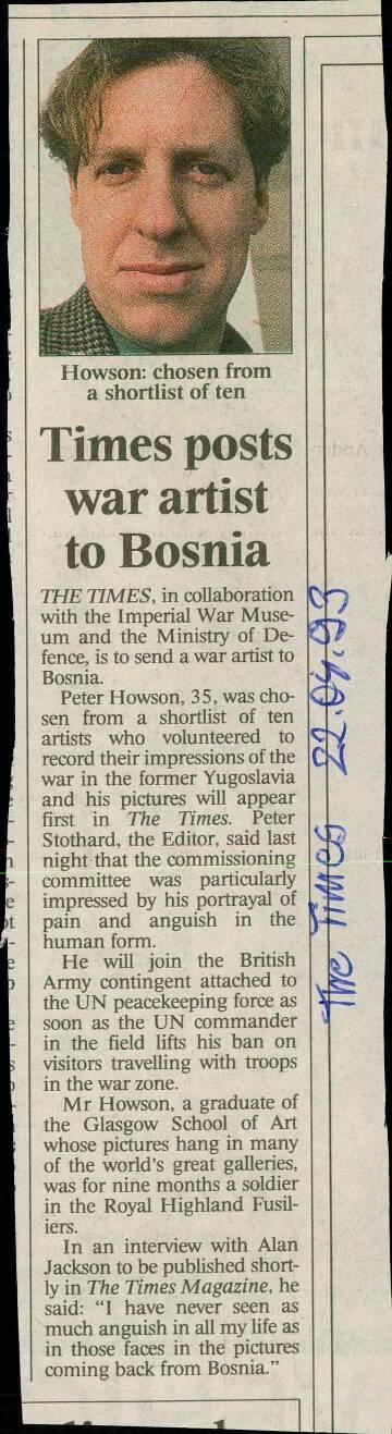 Times posts war artist to Bosnia