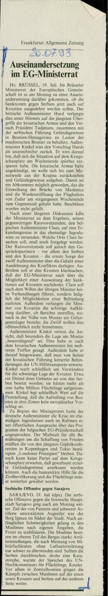 Auseinandersetzung im EG-Ministerrat