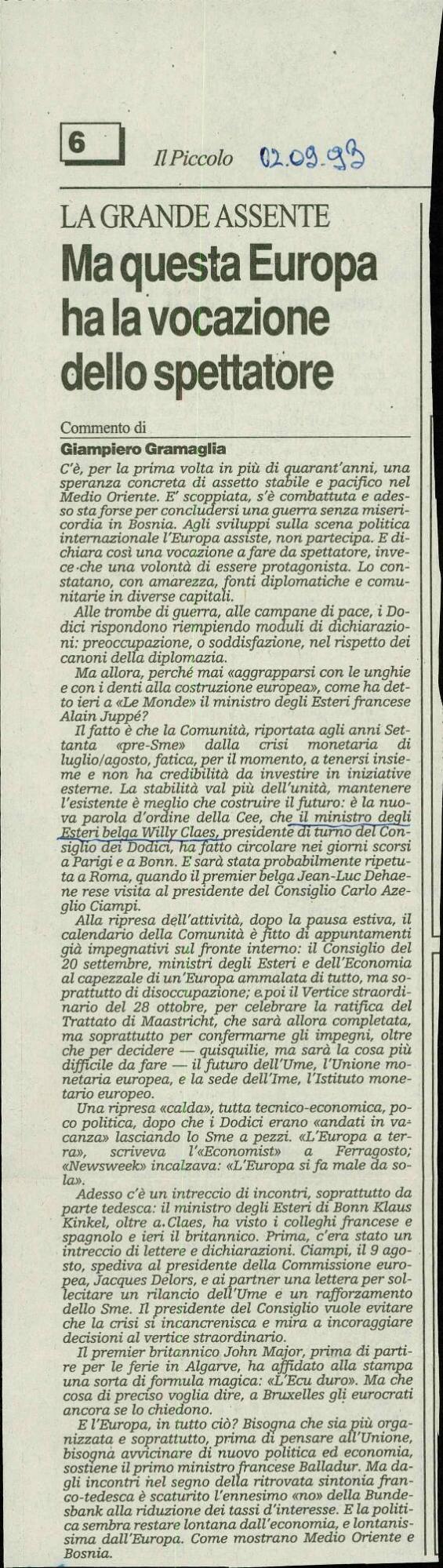 Ma questa Europa ha la vocazione dello spettatore
