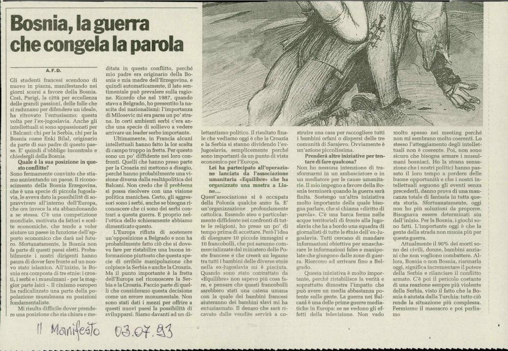 Bosnia, la guerra che congela la parola