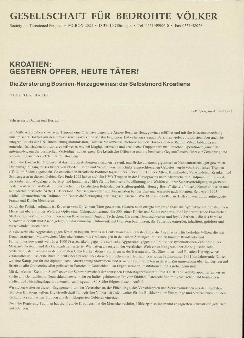 Kroatien: gestern Opfer, heute Täter