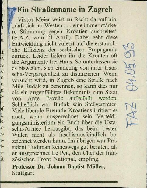 Ein Straßenname in Zagreb
