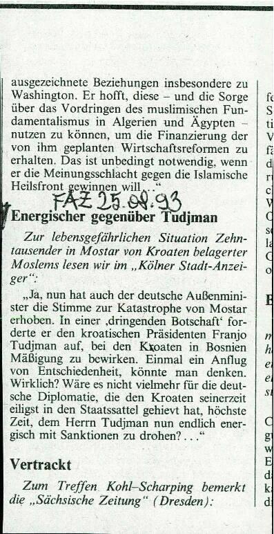 Energischer gegenüber Tudjman