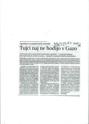 Tujci naj ne hodijo v Gazo  - nosilna