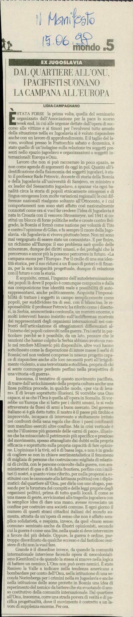 Dal quartiere all'Onu, i pacifisti suonano la campana all'Europa