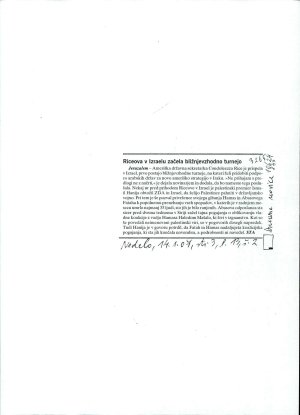 RIceova v Izraelu začela bližnjevzhodno ...  - nosilna