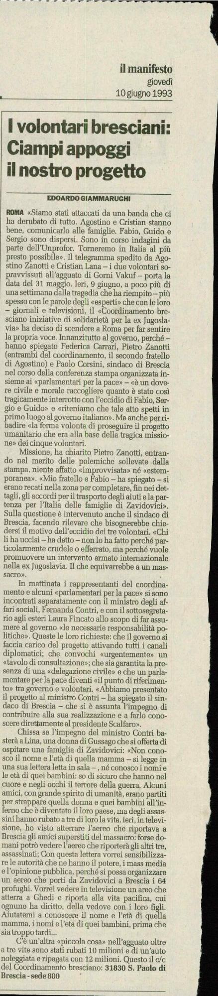 I volontari bresciani: Ciampi appoggi il... - nosilna