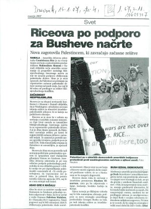 Riceova po podporo za Busheve načrte  - nosilna