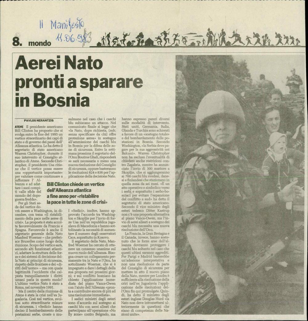 Aerei Nato pronti a sparare in Bosnia
