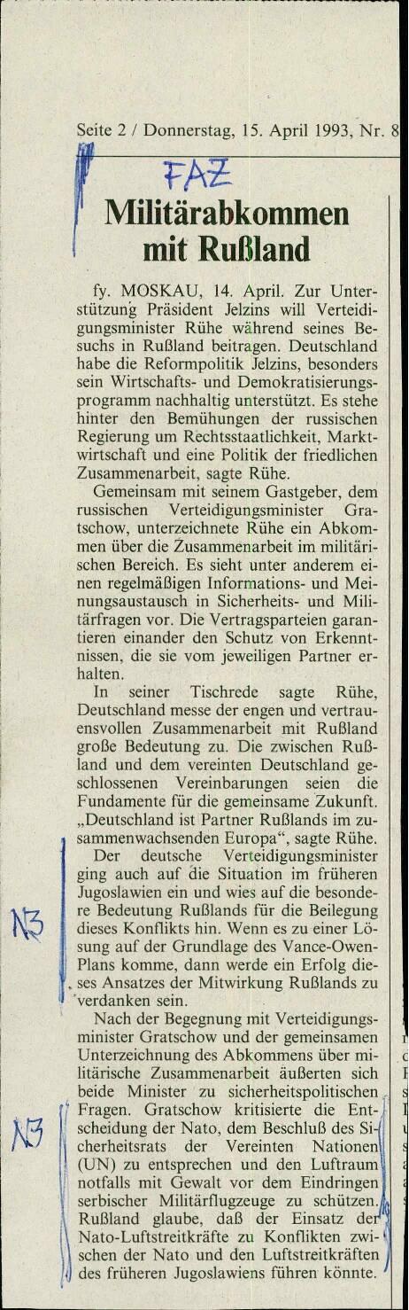 Militärabkommen mit Rußland