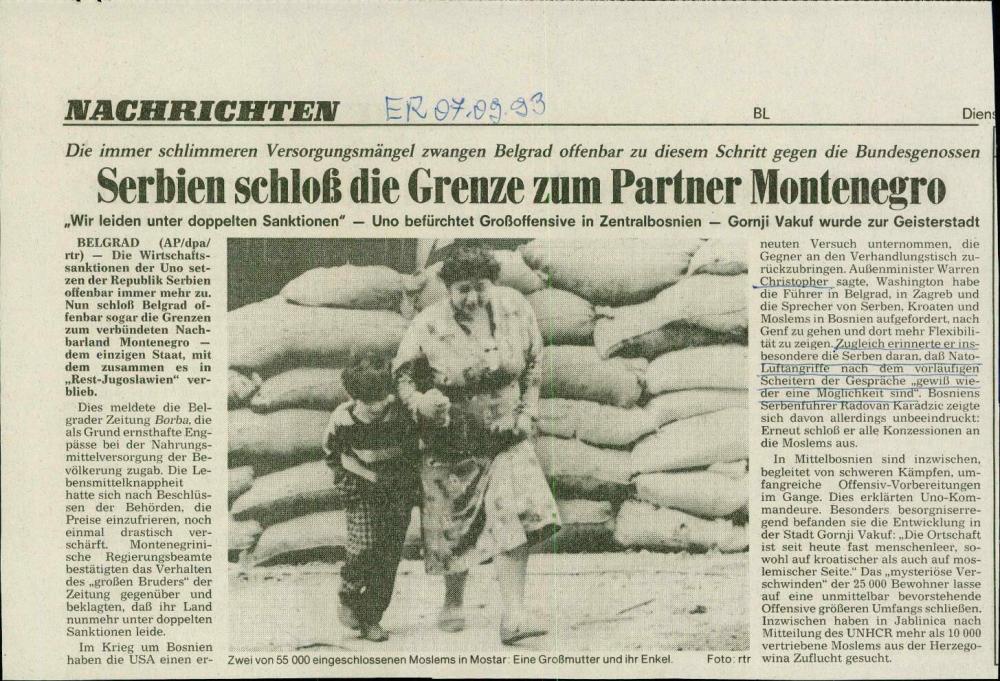 Serbien schloß die Grenze zum Partner Mo... - nosilna