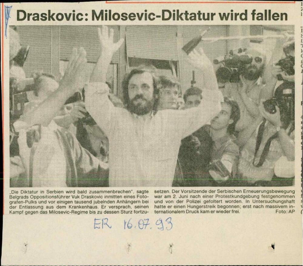 Draskovic: Milosevic-Diktatur wird falle... - nosilna