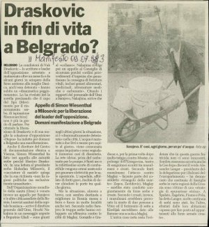 Draskovic in fin di vita a Belgrado?  - nosilna