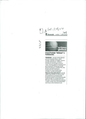 Iranci hočejo "dokaze" o holokavstu  - nosilna