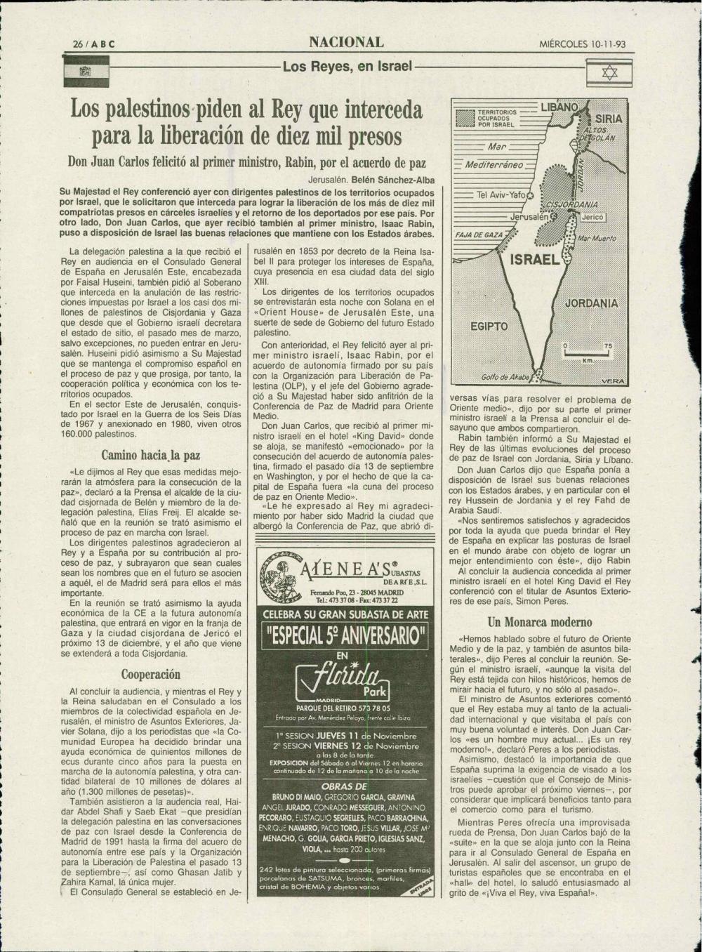 Los palestinos piden al Rey que interceda para la liberación de diez mil presos