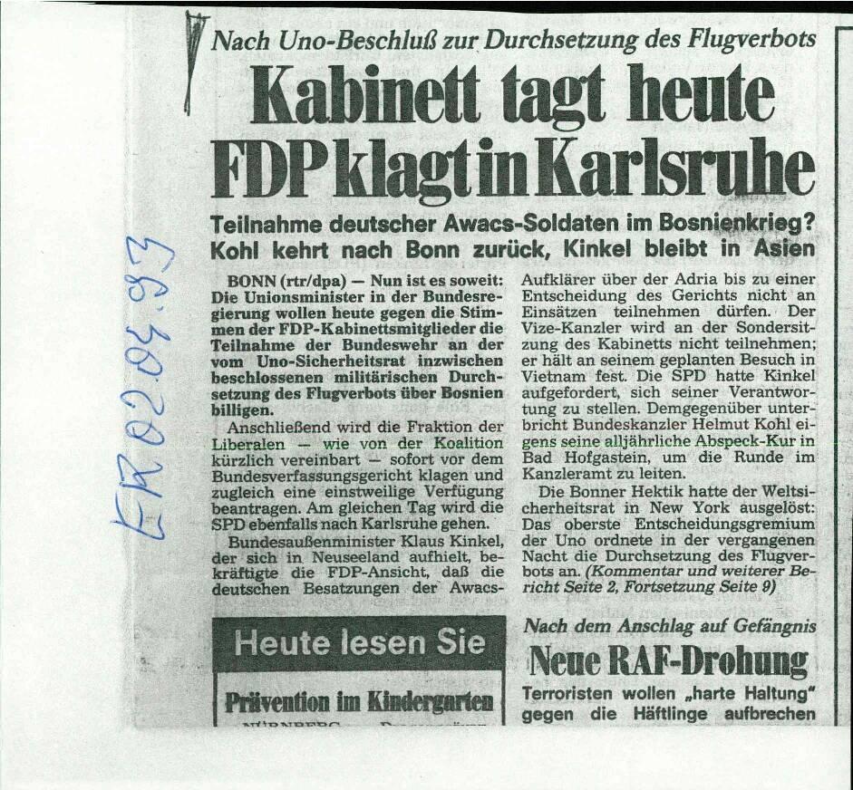 Kabinett tagt heute FDP klagt in Karlsruhe