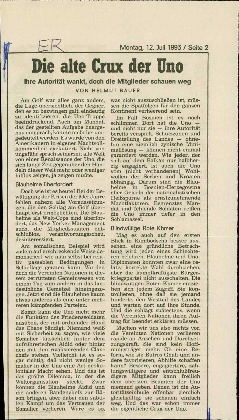 Die alte Crux der Uno