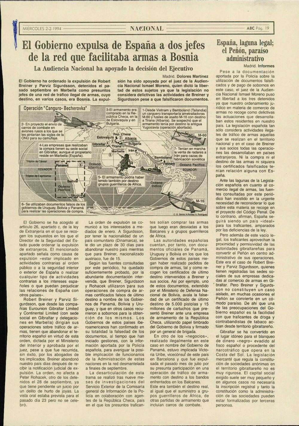 El Gobierno expulsa de España a dos jefes de la red que facilitaba armas a Bosnia