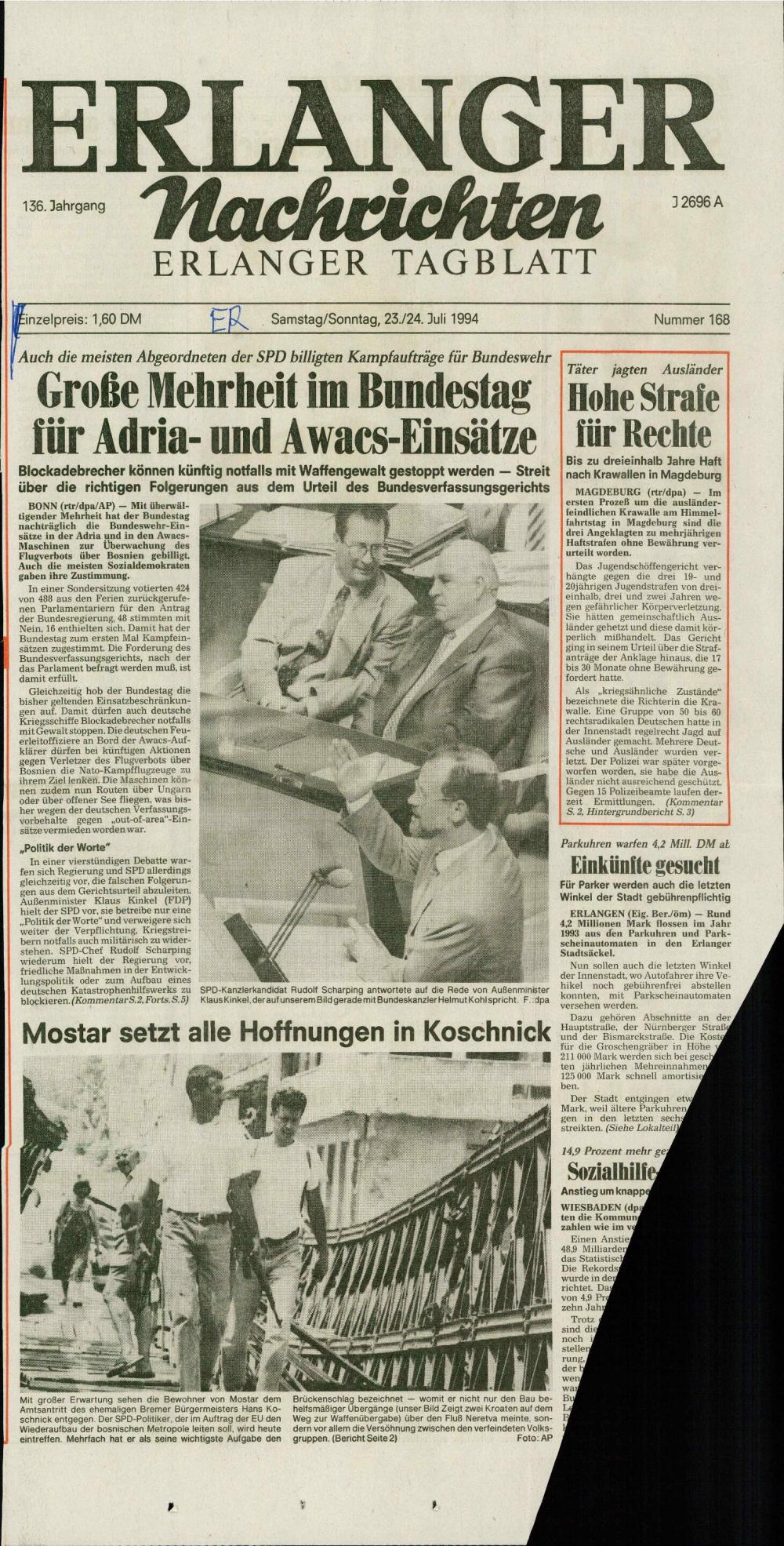 Große Mehrheit im Bundestag für Adria- und Awacs-Einsätze