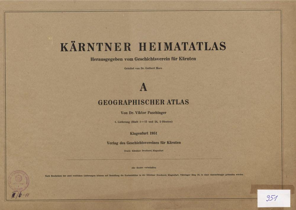 Kärntner Heimatatlas: Geographischer atlas A