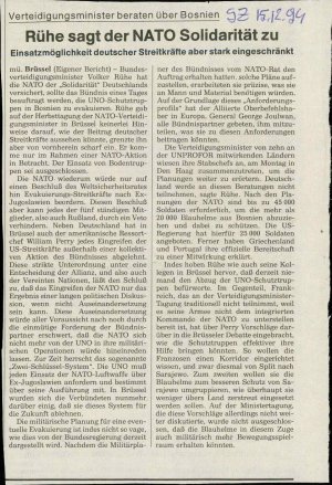 Rühe sagt der NATO Solidarität zu  - nosilna