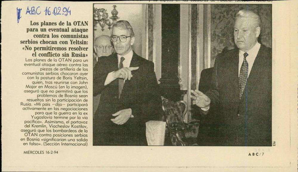 Los planes de la OTAN para un eventual ataque contra los comunistas serbios chocan con Yeltsin: «No permitiremos resolver el conflicto sin Rusia»