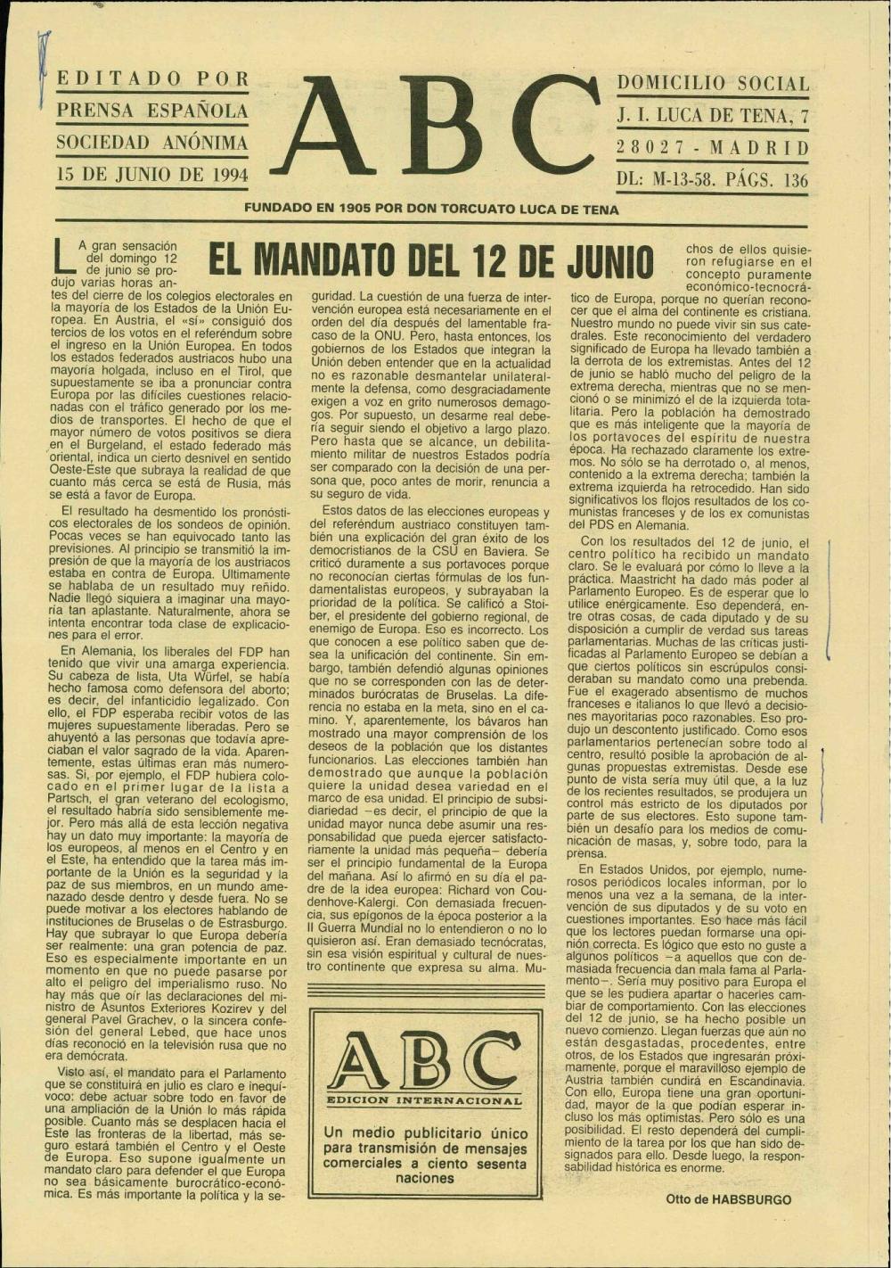 El mandato de 12 de junio