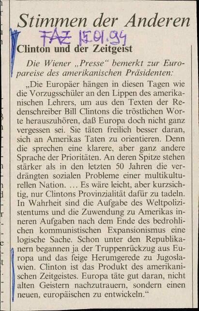 Stimmen der Anderen: Clinton und der Zeitgeist
