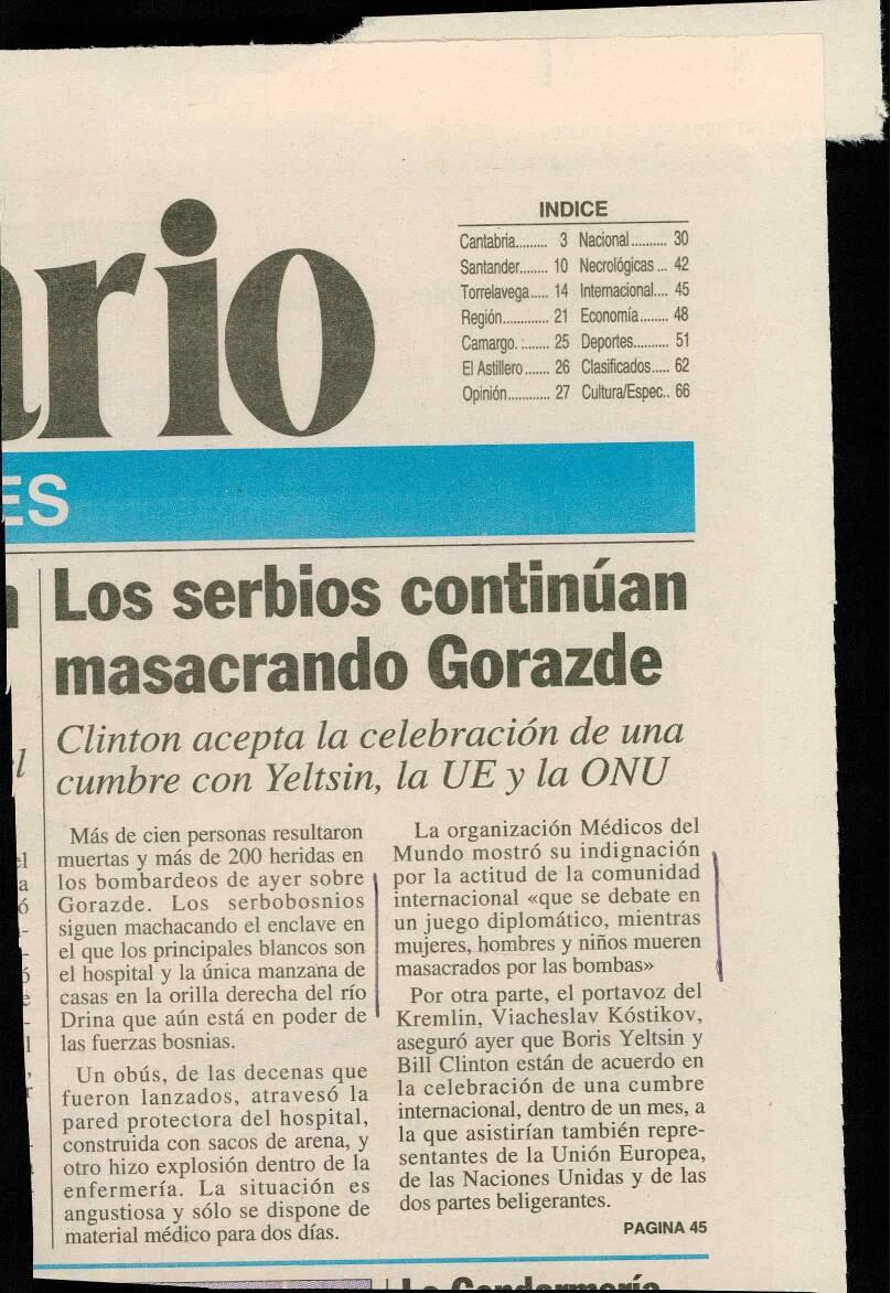Los serbios continúan masacrando Gorazde
