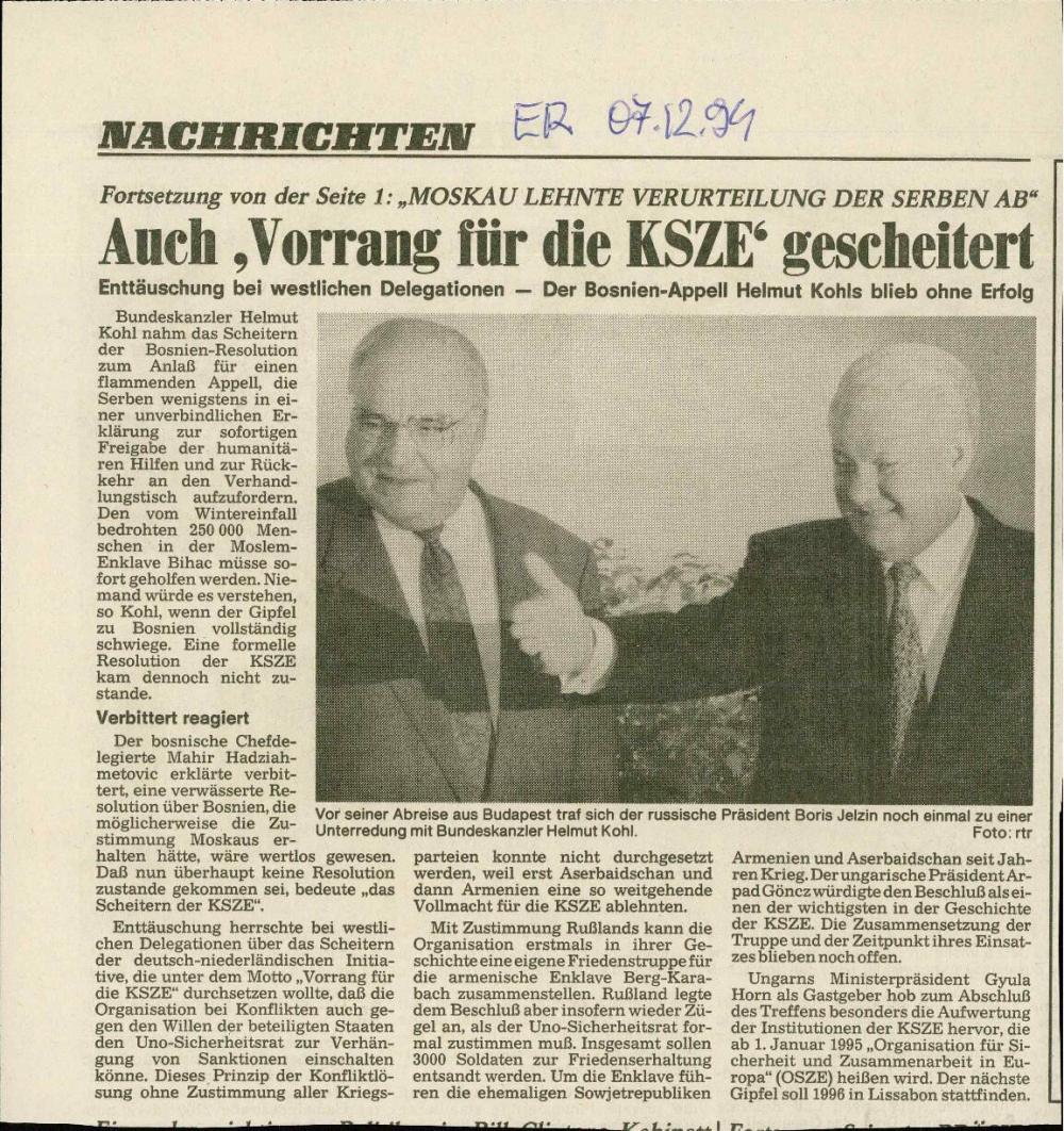 Auch "Vorrang für die KSZE" gescheitert