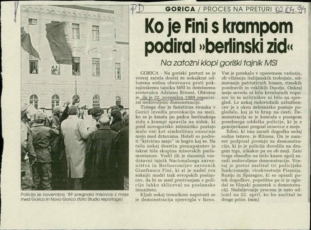 Ko je Fini s krampom podiral »berlinski zid«