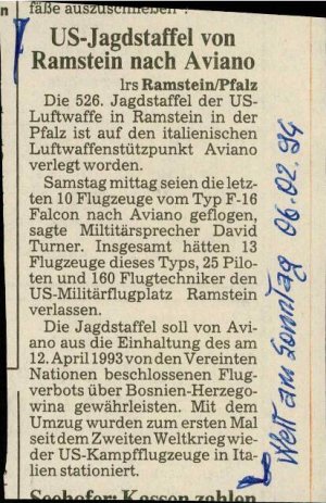 US-Jagdstaffel von Ramstein nach Aviano  - nosilna