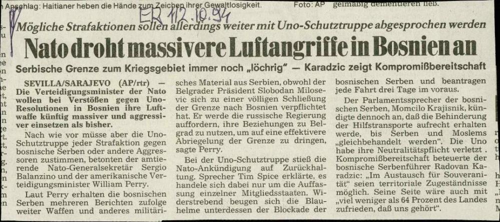 Nato droht massivere Luftangriffe in Bosnien an