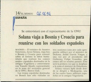 Solana viaja a Bosnia y Croacia para reu...  - nosilna