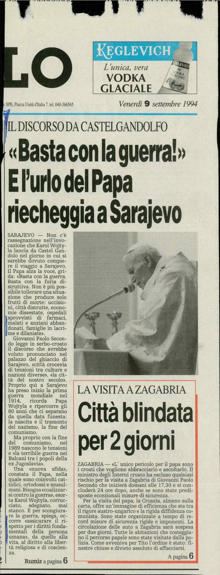 «Basta con la guerra!»  E l'urlo del Pap... - nosilna