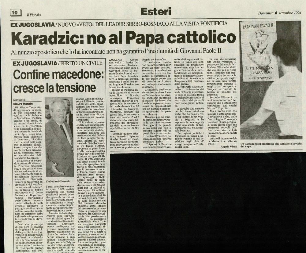 Karadzic: no al Papa cattolico - nosilna