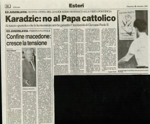 Karadzic: no al Papa cattolico  - nosilna