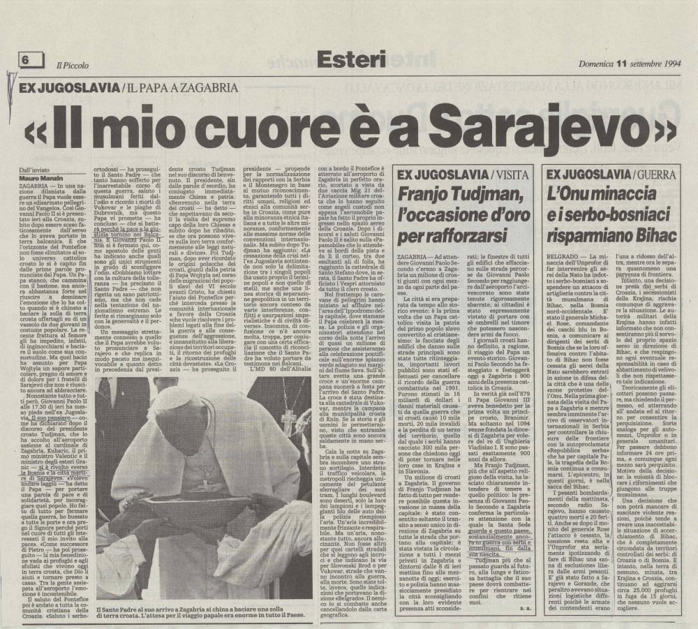 «Il mio cuore è a Sarajevo» - nosilna