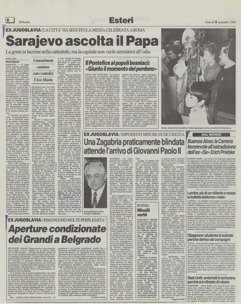 Sarajevo ascolta il Papa - nosilna