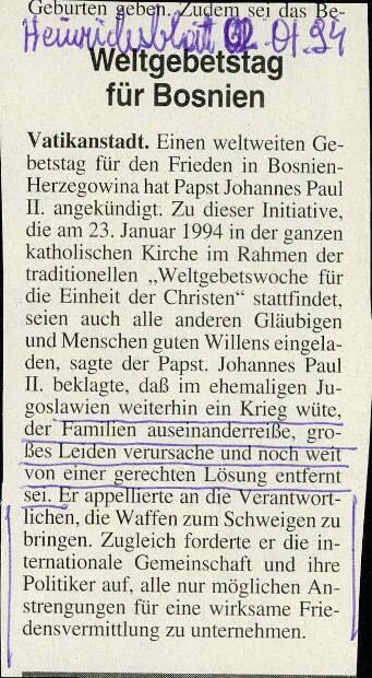 Weltgebetstag für Bosnien - nosilna