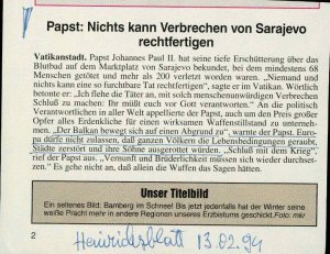 Papst: Nichts kann Verbrechen von Saraje...  - nosilna
