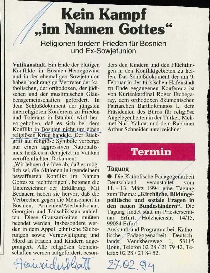 Kein Kampf „im Namen Gottes"